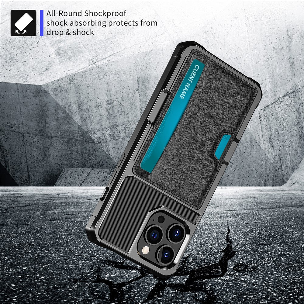 Til iPhone 15 Pro Max ZM02 Kortplads Telefoncover Fire Hjørner Anti-drop PU Læderbelagt TPU Etui