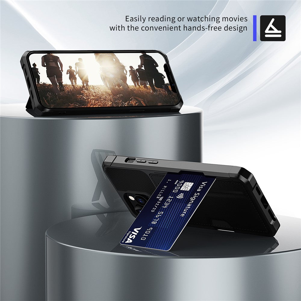 Til iPhone 15 Pro Max ZM02 Kortplads Telefoncover Fire Hjørner Anti-drop PU Læderbelagt TPU Etui