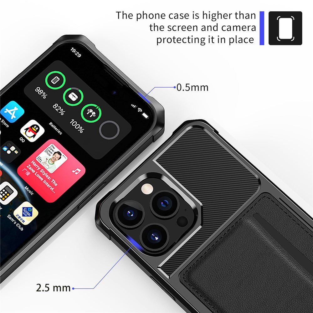 Til iPhone 15 Pro Max ZM02 Kortplads Telefoncover Fire Hjørner Anti-drop PU Læderbelagt TPU Etui
