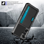 Back Case for Samsung Galaxy A24 4G (162.1 x 77.6 x 8.3mm) ZM02 PU Leather+TPU Card Holder Four Corners Shockproof Phone Shell