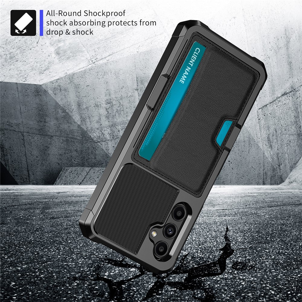 Back Case for Samsung Galaxy A24 4G (162.1 x 77.6 x 8.3mm) ZM02 PU Leather+TPU Card Holder Four Corners Shockproof Phone Shell