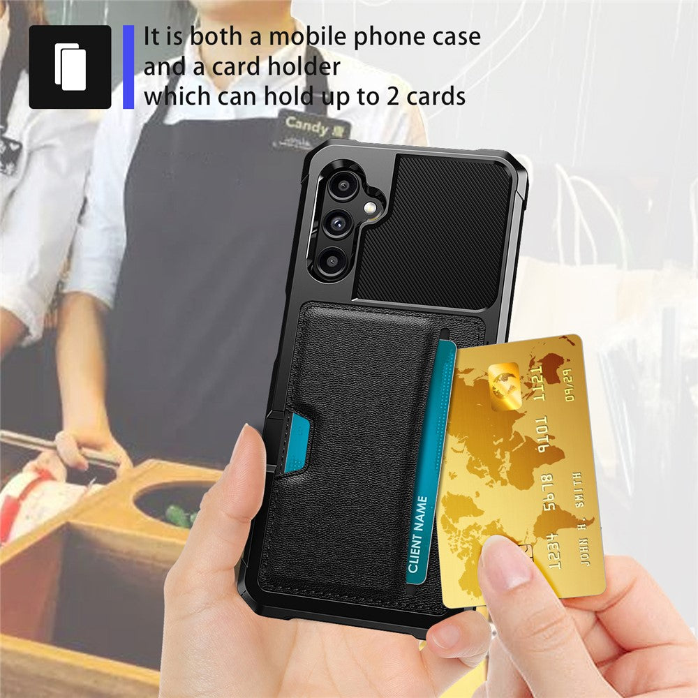 Back Case for Samsung Galaxy A24 4G (162.1 x 77.6 x 8.3mm) ZM02 PU Leather+TPU Card Holder Four Corners Shockproof Phone Shell