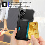 Back Case for Samsung Galaxy S23 FE , ZM02 Four Corners Anti-drop PU Leather Coated TPU Card Holder Phone Shell