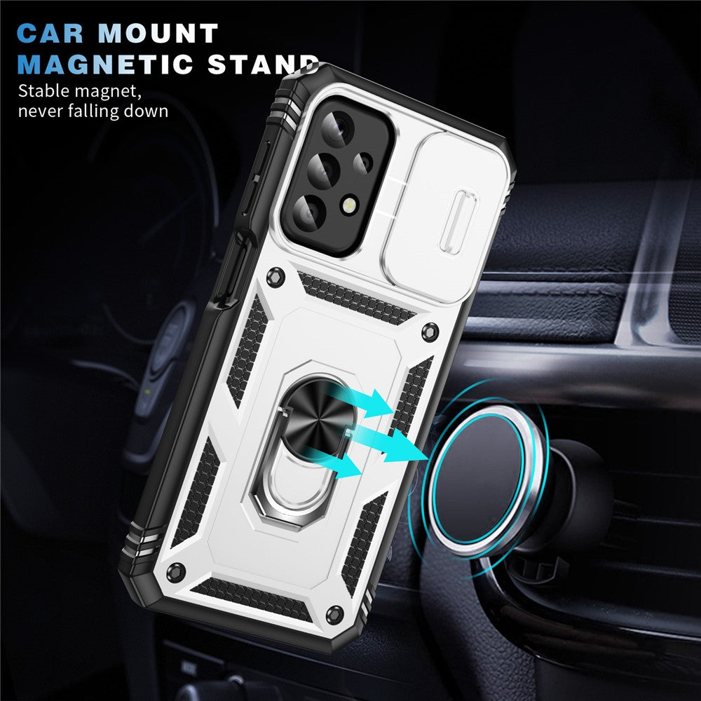 Til Samsung Galaxy A23 4G / 5G (global version) PC+TPU Kickstand Cover Telefonetui med Skydbart Kameralåg
