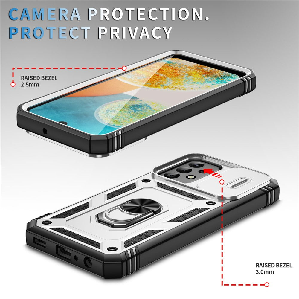 Til Samsung Galaxy A23 4G / 5G (global version) PC+TPU Kickstand Cover Telefonetui med Skydbart Kameralåg