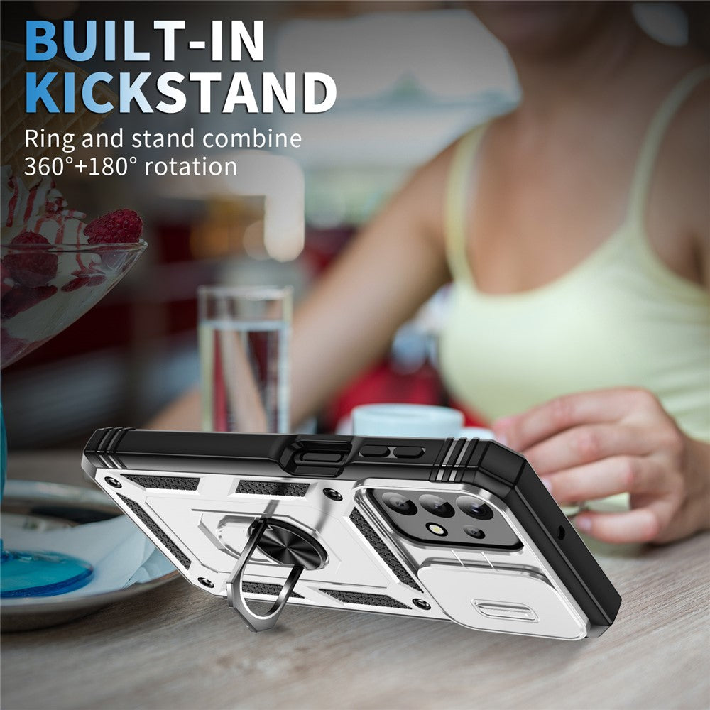 Til Samsung Galaxy A23 4G / 5G (global version) PC+TPU Kickstand Cover Telefonetui med Skydbart Kameralåg