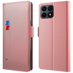 For Honor X8a 4G Anti-Drop Stand Phone Case PU Leather Cover with Card Slot and Mirror