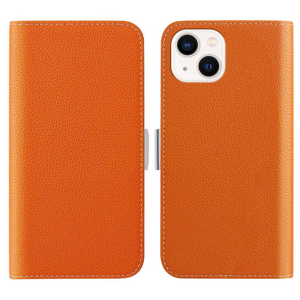 Phone Case for iPhone 15 Plus , Stand Wallet Litchi Texture Candy Color PU Leather Flip Cover