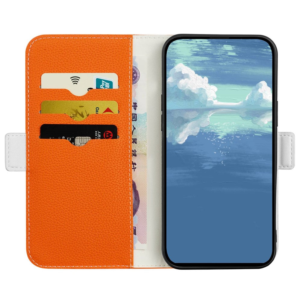 Phone Case for iPhone 15 Plus , Stand Wallet Litchi Texture Candy Color PU Leather Flip Cover