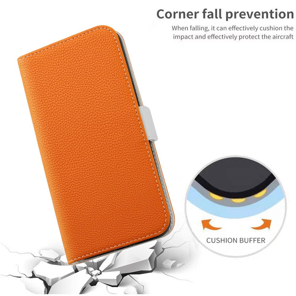 Phone Case for iPhone 15 Plus , Stand Wallet Litchi Texture Candy Color PU Leather Flip Cover