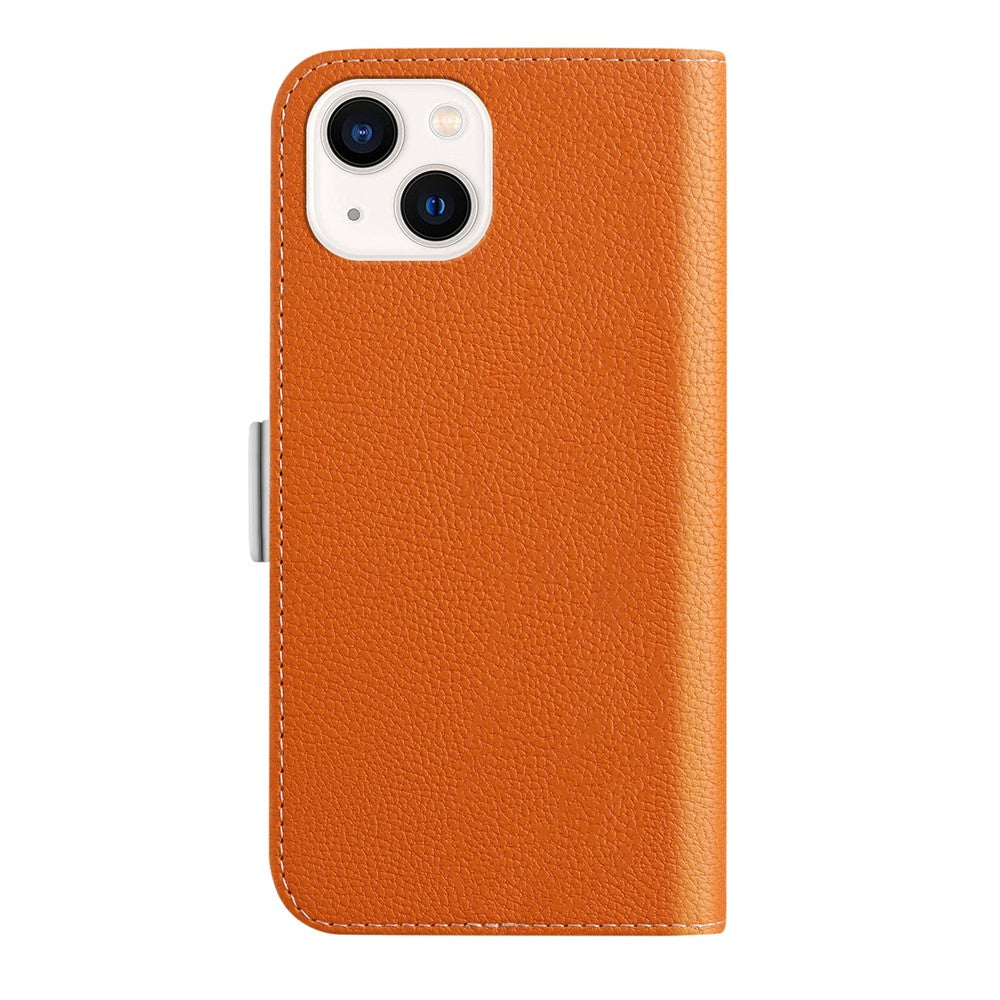 Phone Case for iPhone 15 Plus , Stand Wallet Litchi Texture Candy Color PU Leather Flip Cover