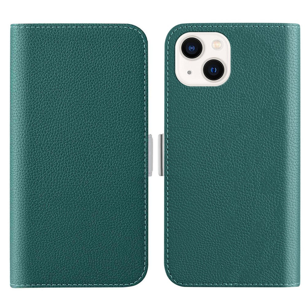 Phone Case for iPhone 15 Plus , Stand Wallet Litchi Texture Candy Color PU Leather Flip Cover