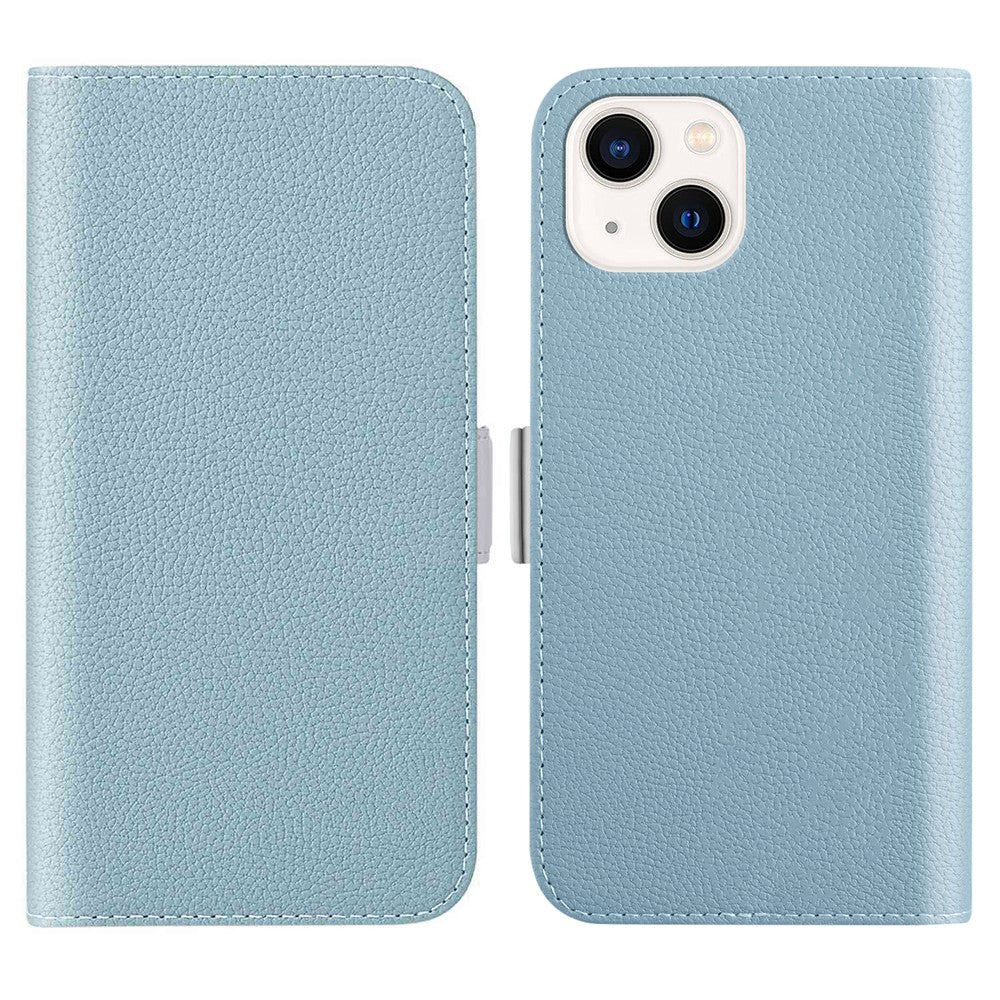 Phone Case for iPhone 15 Plus , Stand Wallet Litchi Texture Candy Color PU Leather Flip Cover