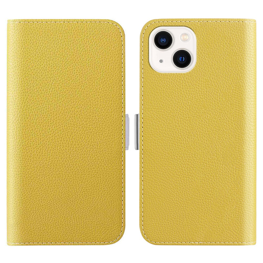 Phone Case for iPhone 15 Plus , Stand Wallet Litchi Texture Candy Color PU Leather Flip Cover