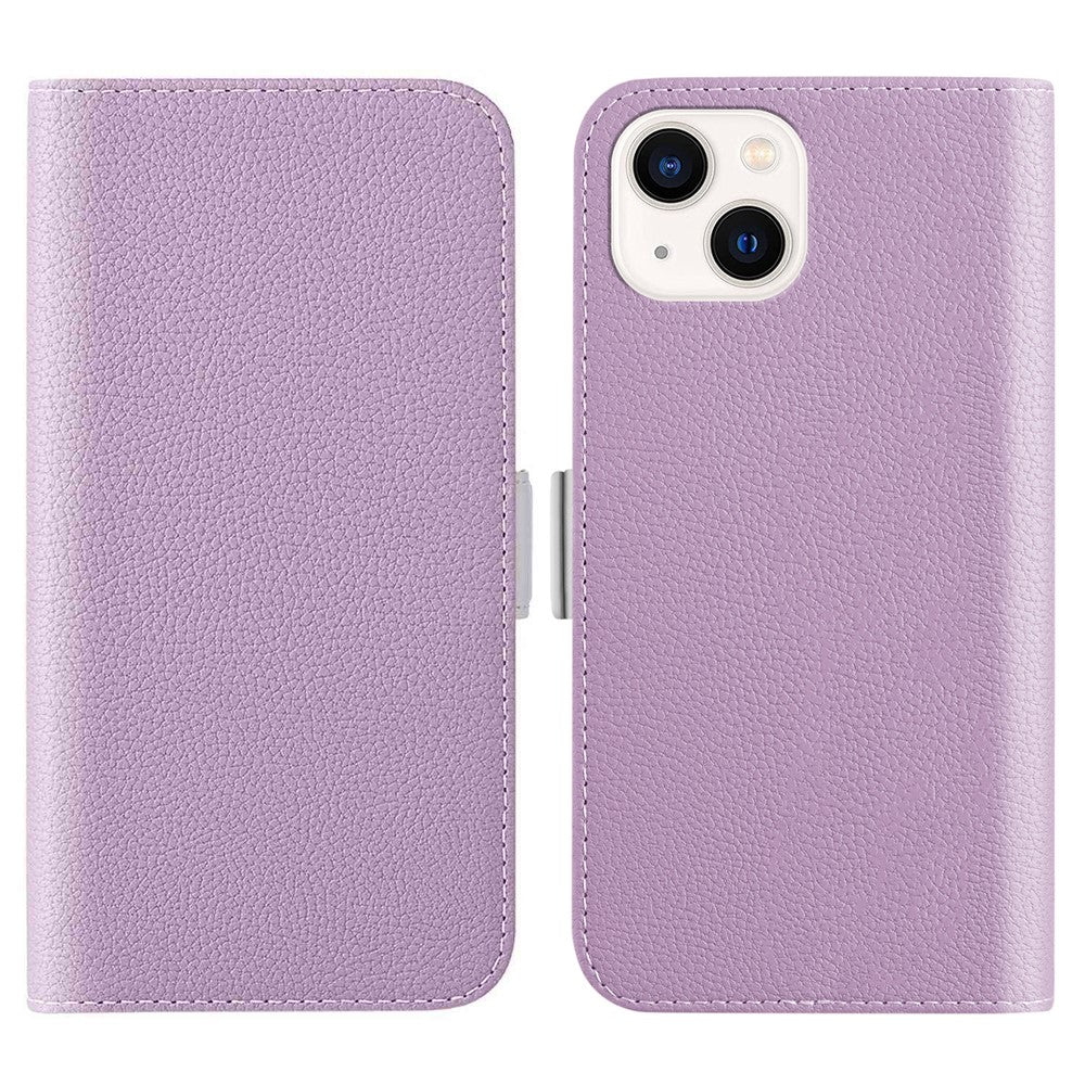 Phone Case for iPhone 15 Plus , Stand Wallet Litchi Texture Candy Color PU Leather Flip Cover