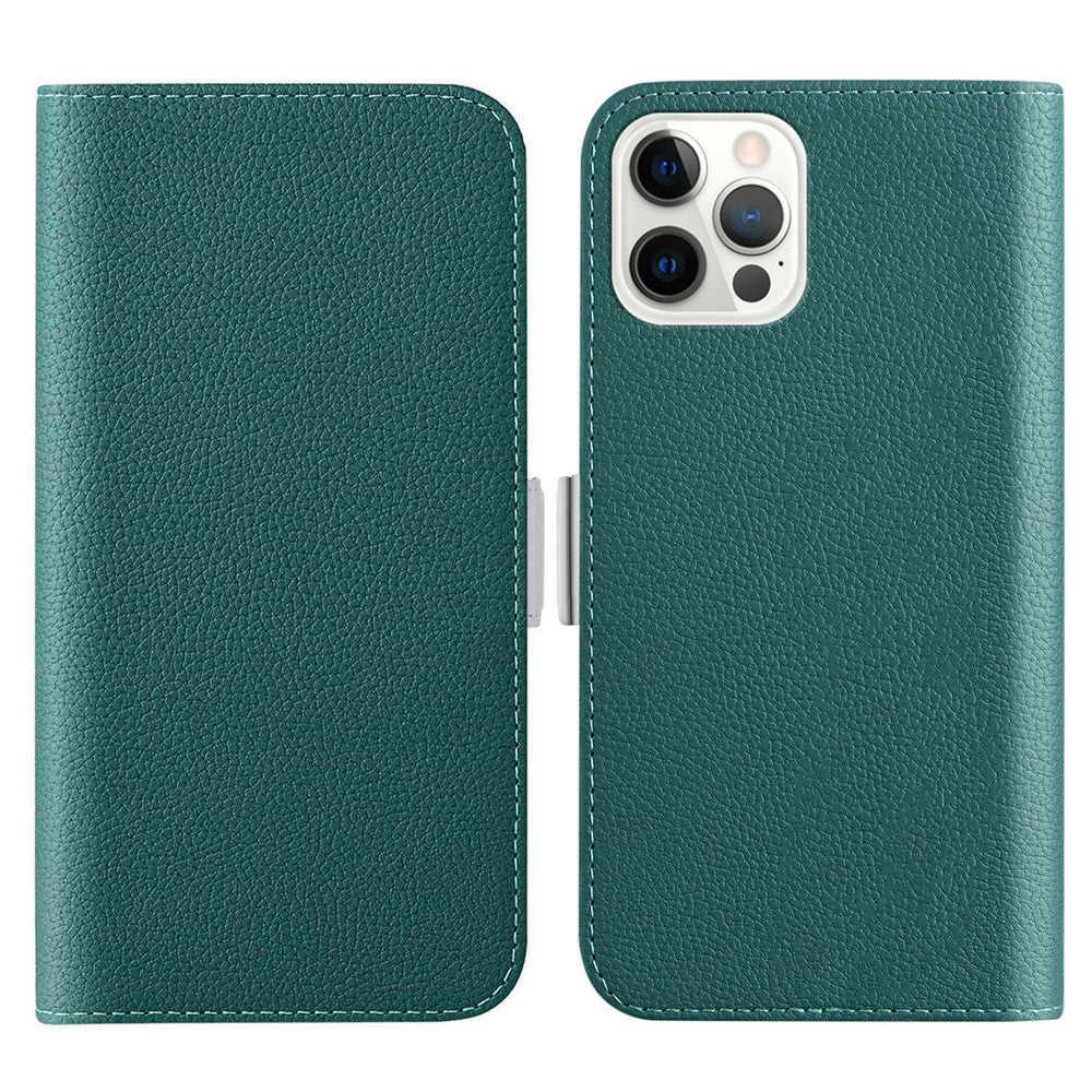 Phone Case for iPhone 15 Pro, Stand Wallet Litchi Texture Candy Color PU Leather Anti-scratch Cover