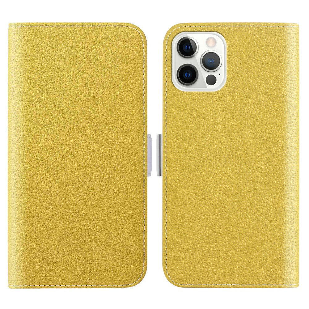 Phone Case for iPhone 15 Pro, Stand Wallet Litchi Texture Candy Color PU Leather Anti-scratch Cover