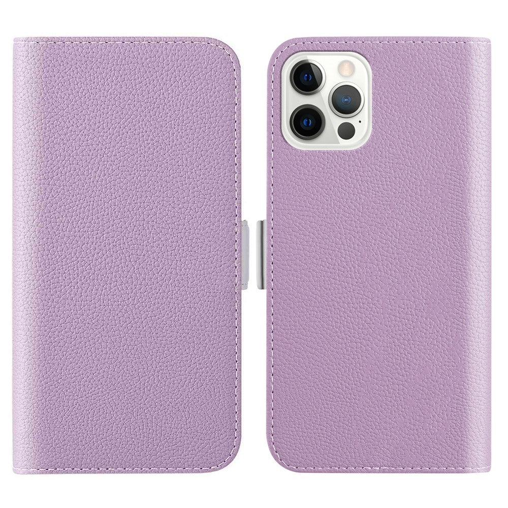 Phone Case for iPhone 15 Pro, Stand Wallet Litchi Texture Candy Color PU Leather Anti-scratch Cover