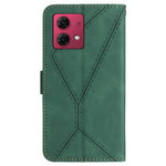 HT05 For Motorola Moto G84 5G PU Leather Folio Case Imprinted Line Wallet Stand Phone Cover