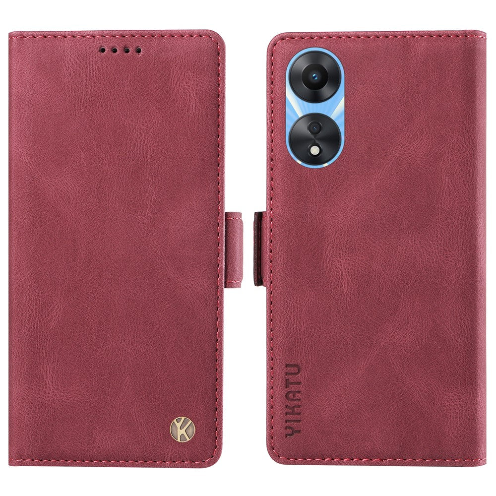 YIKATU YK-005 PU Leather Folio Cover for Oppo A58 5G / A78 5G , Skin-touch Wallet Stand Phone Case