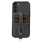 ABEEL Style 02 kortholder cover til Samsung Galaxy S23+ med RFID-blokering og kulfibertekstur PU+TPU Kickstand Cover