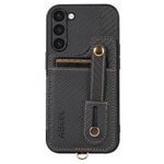 ABEEL Style 01 RFID Blocking Card Slot Phone Cover for Samsung Galaxy S23+ Horizontal Kickstand Carbon Fiber Texture PU+TPU Case