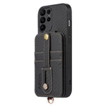 ABEEL Style 02-stativskal til Samsung Galaxy S23 Ultra med RFID-blokerende kortplads, PU+TPU-mobilskal med kulfiberstruktur