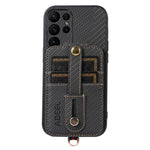 ABEEL Style 02-stativskal til Samsung Galaxy S23 Ultra med RFID-blokerende kortplads, PU+TPU-mobilskal med kulfiberstruktur