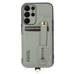 ABEEL Style 01 Horizontal Kickstand Phone Cover for Samsung Galaxy S23 Ultra RFID Blocking Anti-Drop Carbon Fiber Texture PU+TPU Case