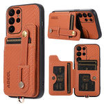 ABEEL Style 01 Horizontal Kickstand Phone Cover for Samsung Galaxy S23 Ultra RFID Blocking Anti-Drop Carbon Fiber Texture PU+TPU Case