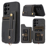 ABEEL Style 01 Horizontal Kickstand Phone Cover for Samsung Galaxy S23 Ultra RFID Blocking Anti-Drop Carbon Fiber Texture PU+TPU Case