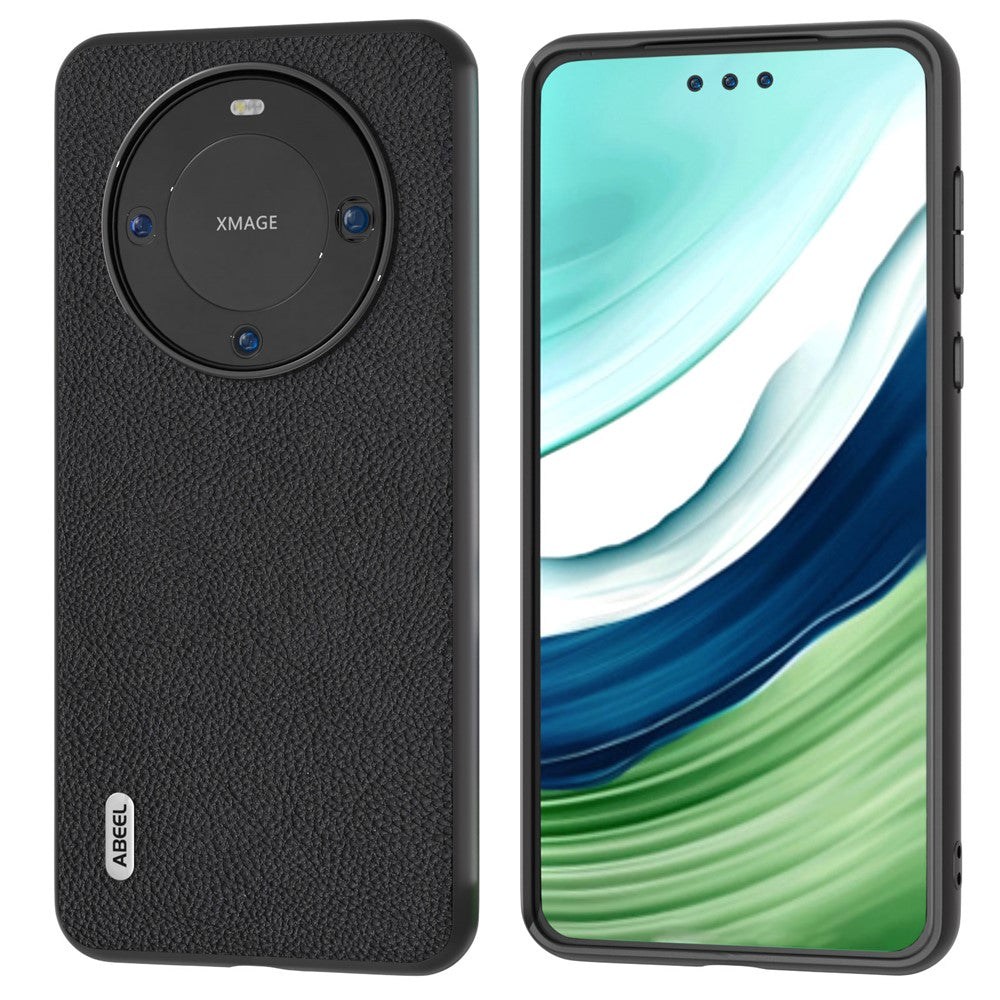 ABEEL For Huawei Mate 60 Pro Delicate Litchi Texture Phone Case Cowhide Leather+PC+TPU Cover