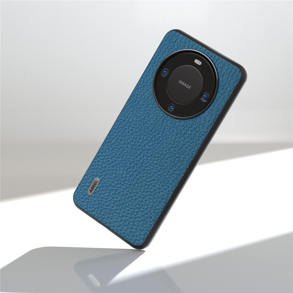 ABEEL För Huawei Mate 60 Pro Reptåligt Kohudläderbelagt PC+TPU mobilskal Litchi Texture Cover