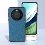 ABEEL För Huawei Mate 60 Pro Reptåligt Kohudläderbelagt PC+TPU mobilskal Litchi Texture Cover