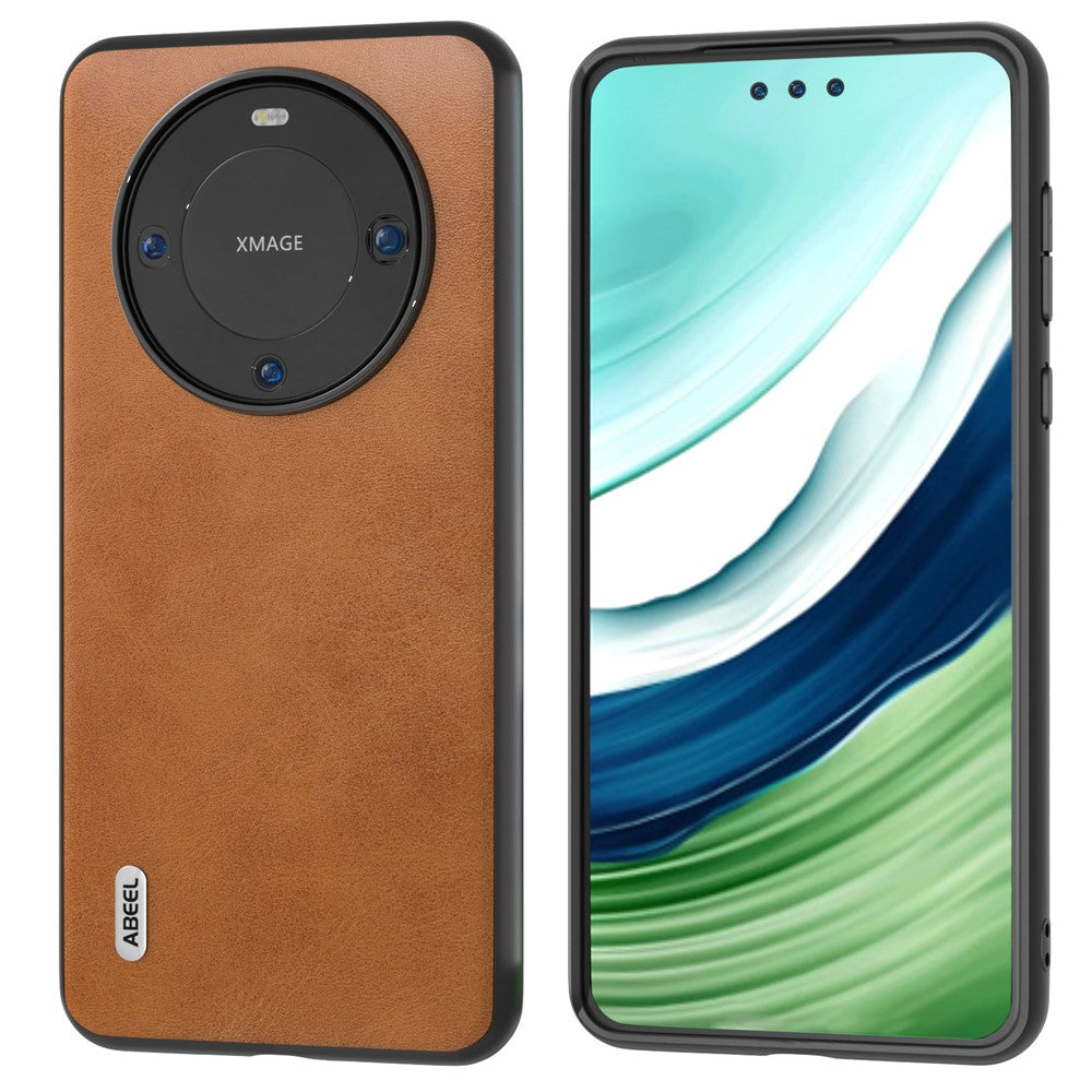 ABEEL For Huawei Mate 60 Pro Slim-Fit Cowhide Texture Cover PU Leather+TPU+PC Phone Case