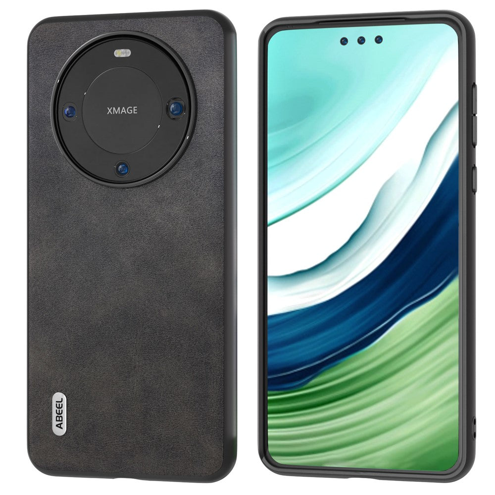 ABEEL For Huawei Mate 60 Pro Slim-Fit Cowhide Texture Cover PU Leather+TPU+PC Phone Case