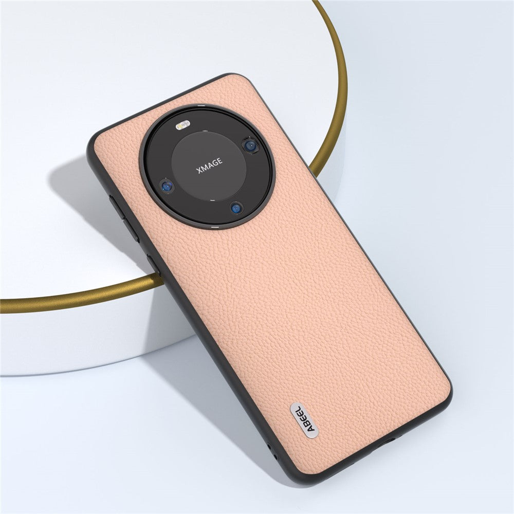ABEEL För Huawei Mate 60 Fin Litchi Texture Anti-fall mobilskal Kohud Läderbelagt PC+TPU Skydd