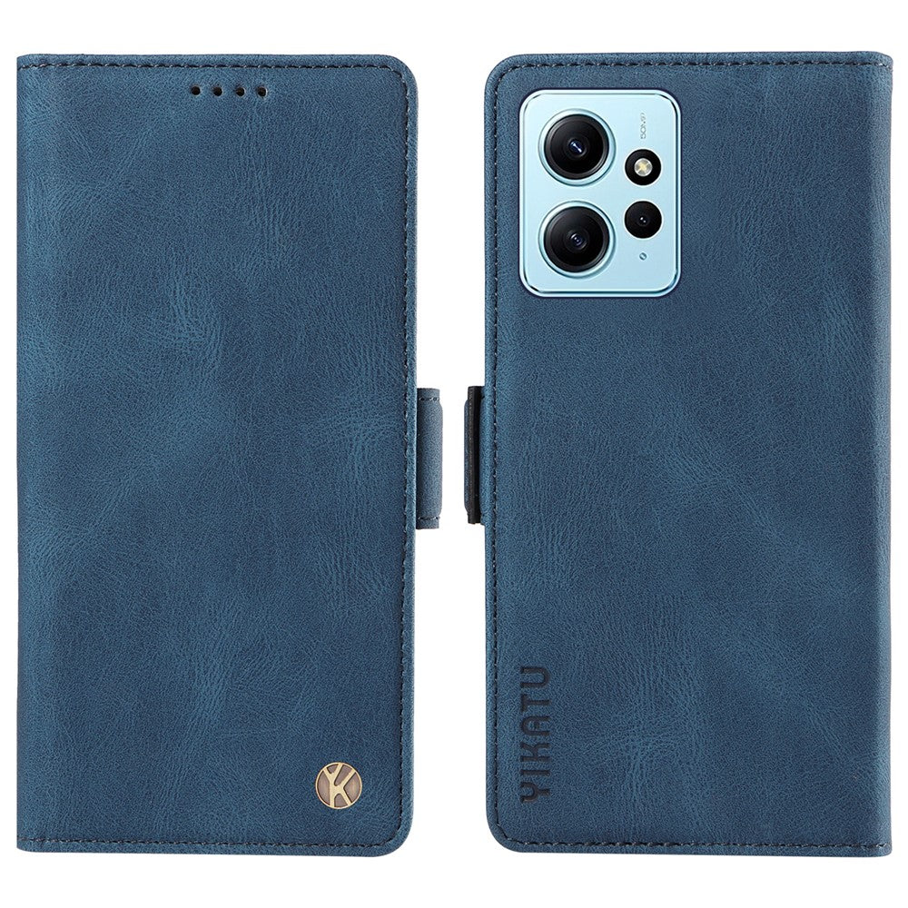 YIKATU YK-005 För Xiaomi Redmi Note 12 4G Skin-touch mobilskal PU-läder Plånboksfodral Stativ Skal