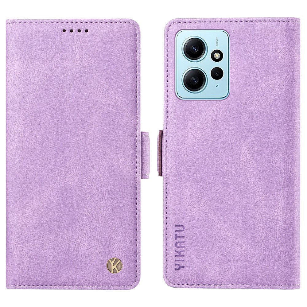 YIKATU YK-005 För Xiaomi Redmi Note 12 4G Skin-touch mobilskal PU-läder Plånboksfodral Stativ Skal