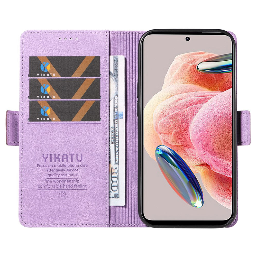 YIKATU YK-005 För Xiaomi Redmi Note 12 4G Skin-touch mobilskal PU-läder Plånboksfodral Stativ Skal