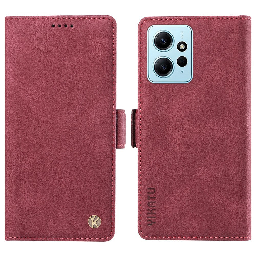 YIKATU YK-005 För Xiaomi Redmi Note 12 4G Skin-touch mobilskal PU-läder Plånboksfodral Stativ Skal