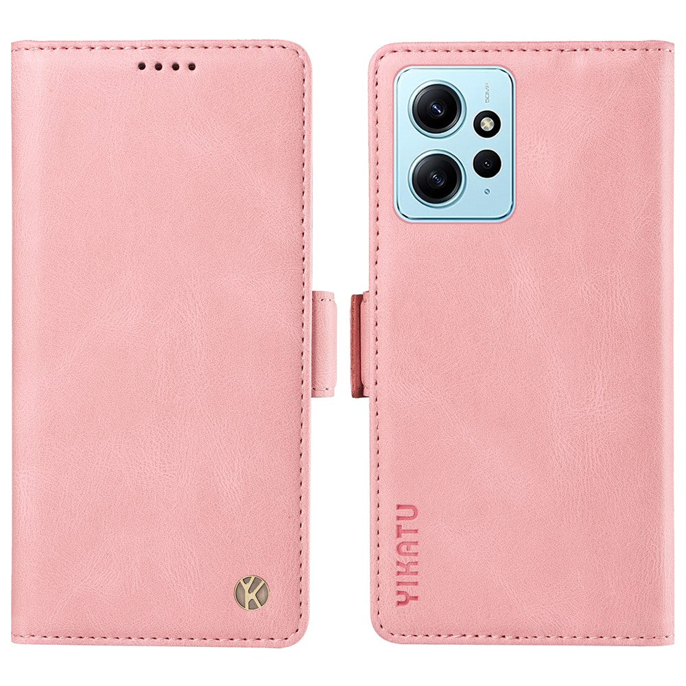 YIKATU YK-005 För Xiaomi Redmi Note 12 4G Skin-touch mobilskal PU-läder Plånboksfodral Stativ Skal