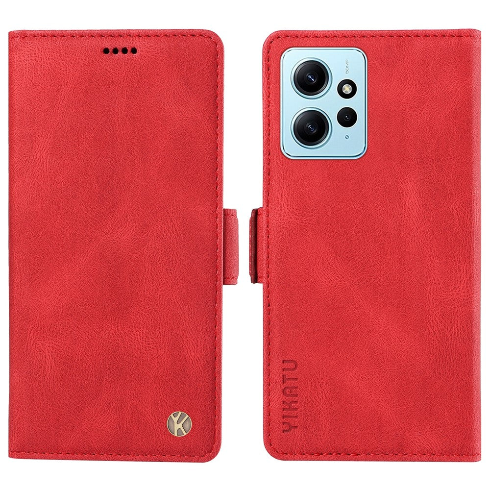 YIKATU YK-005 För Xiaomi Redmi Note 12 4G Skin-touch mobilskal PU-läder Plånboksfodral Stativ Skal