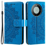 For Huawei Mate 60 Wallet PU Leather Phone Case Mandala Flower Imprinted Stand Cover with Strap