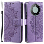 For Huawei Mate 60 Pro Stand Wallet Phone Case PU Leather Mandala Flower Imprinted Cover with Strap