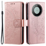 For Huawei Mate 60 Pro Stand Wallet Phone Case PU Leather Mandala Flower Imprinted Cover with Strap