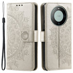 For Huawei Mate 60 Pro Stand Wallet Phone Case PU Leather Mandala Flower Imprinted Cover with Strap
