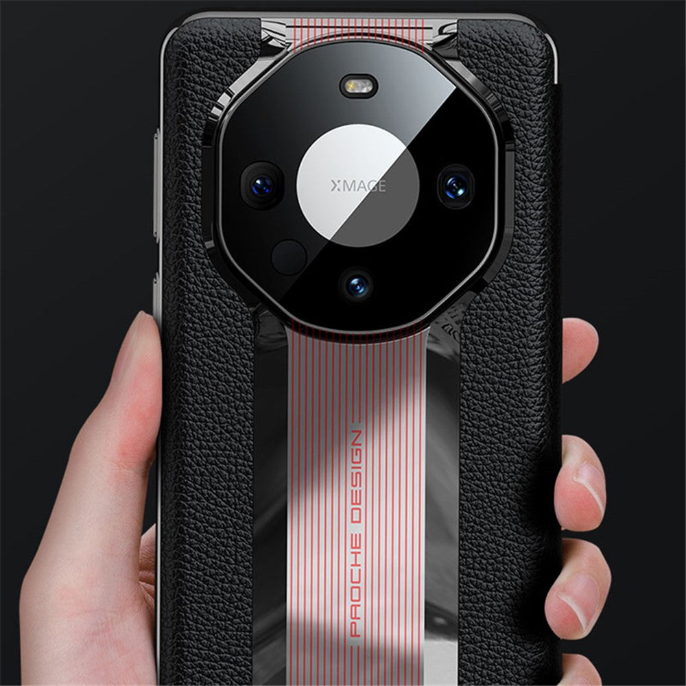 Genuine Cow Leather Phone Case for Huawei Mate 60 Pro View Window Anti-scratch Flip Cover