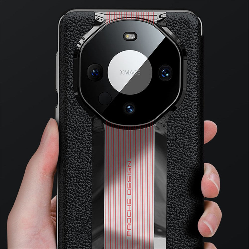 View Window Phone Flip-skal till Huawei Mate 60 i äkta nötskinn med automatisk väckning/sömnfunktion.