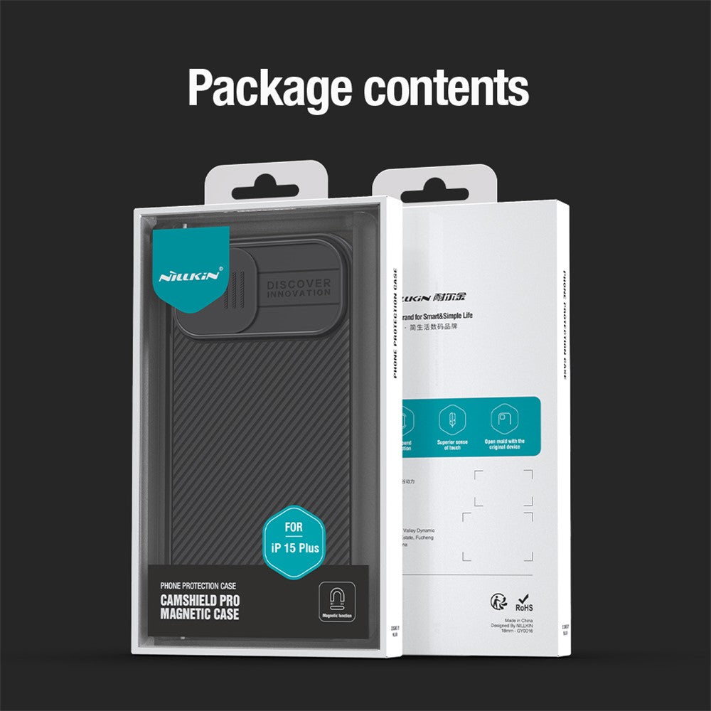 NILLKIN CamShield Pro Case for iPhone 15 Plus Magnetic Phone Cover Camera Lens Protection PC+TPU Case